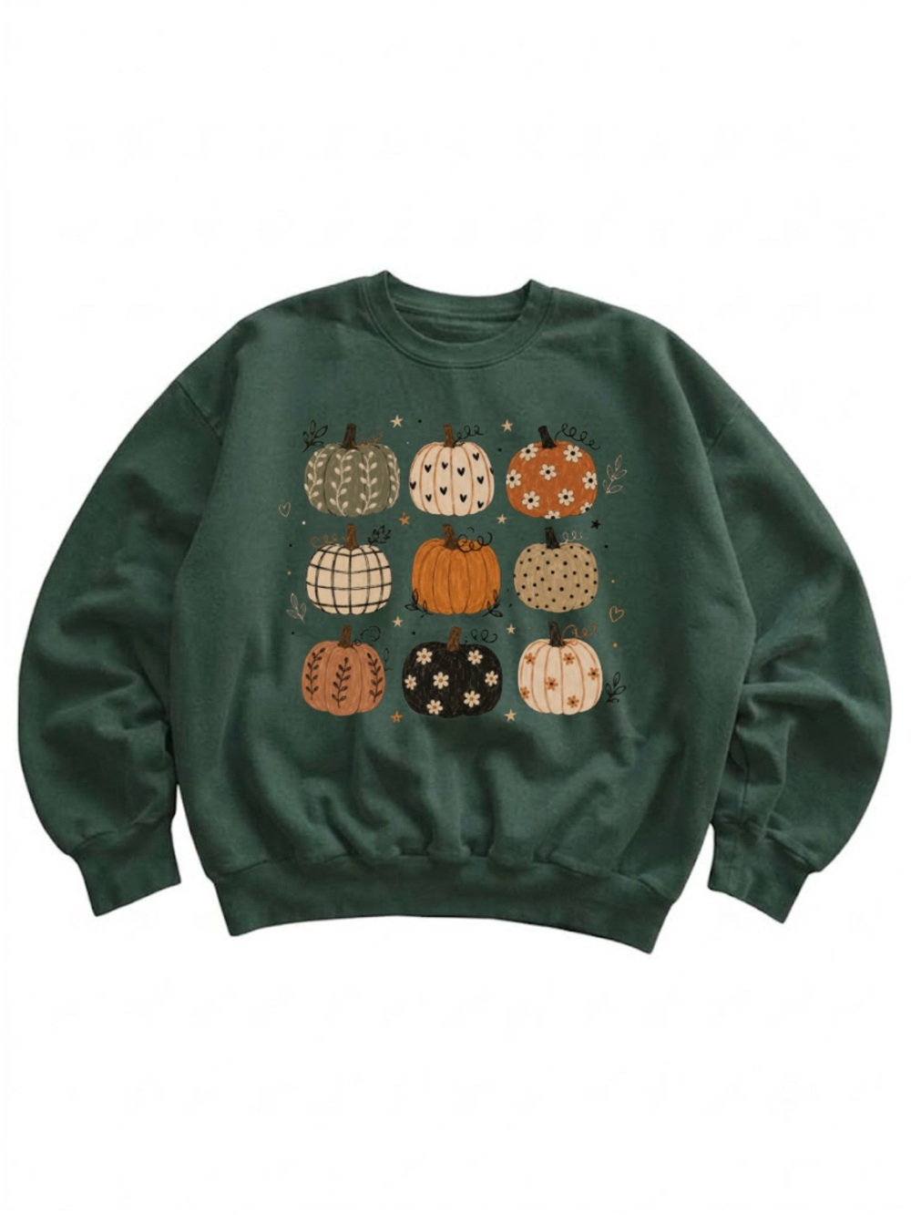 Gildan Green Pumpkin Graphic Crewneck Sweatshirt